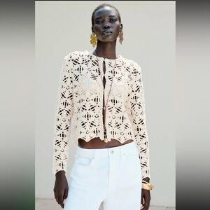New ZARA Sequin Macrame Jacket